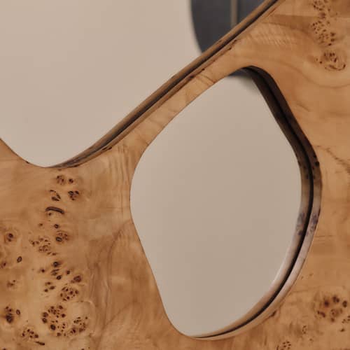 Miroir mural Folia Medium bois naturel / L 50 x H 82 cm - Ferm Living - Naturel - Placage de ronce de peuplier certifié FSC