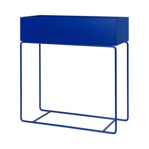 Pflanzgefäß mit Gestell Plant Box metall blau / L 60 x H 65 cm x Tiefe 25 cm - Ferm Living - Leuchtend blau - Stahl
