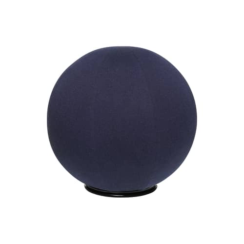 Pouf Palais Royal tissu bleu par José Lévy / Ø 65 cm - Exclusivité Made In Design / Seconde vie - Lelièvre Paris - Bleu Nuit / Frêne noir - Frêne laqué, Mousse, Tissu