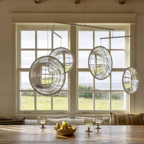 Sospensione Focus X4 metallo bianco / LED - L 131 x H 72,3 cm - DCW éditions - Bianco - Alluminio, PMMA