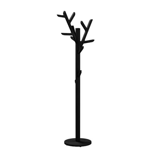 Ambroise Standing coat rack wood black / H 158 cm - Oak - Hartô - Black - MDF veneer tinted oak