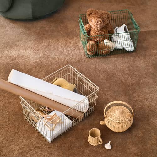 Stapelkorb Cala metall beige / Set von 2 -36 x 26 x H 20 cm - Ferm Living - Kaschmir Beige - Eisen