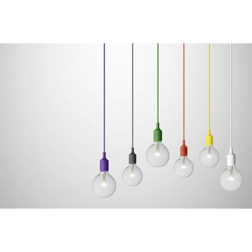 Suspension E27 plastique gris / Silicone - Ampoule incluse - Muuto - Gris foncé - Silicone