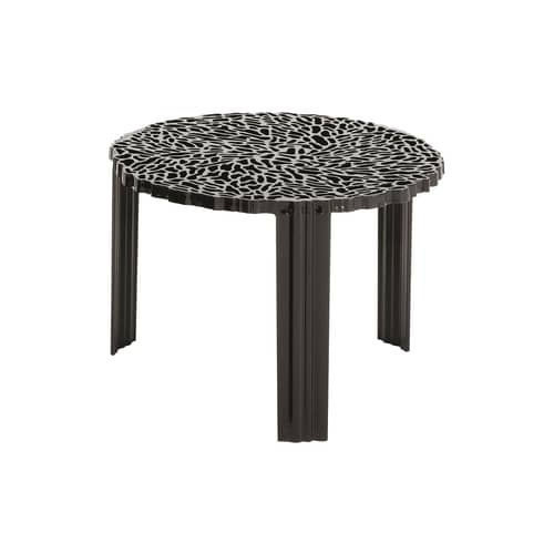 Table basse T-Table Medio plastique noir / Ø 50 x H 36 cm - Kartell - Noir opaque - PMMA