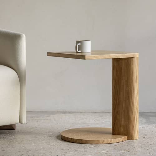 Table d\'appoint Galta Forte Side / 38 x 38 x H 47 cm - KANN DESIGN - Chêne naturel - Chêne massif, Placage chêne
