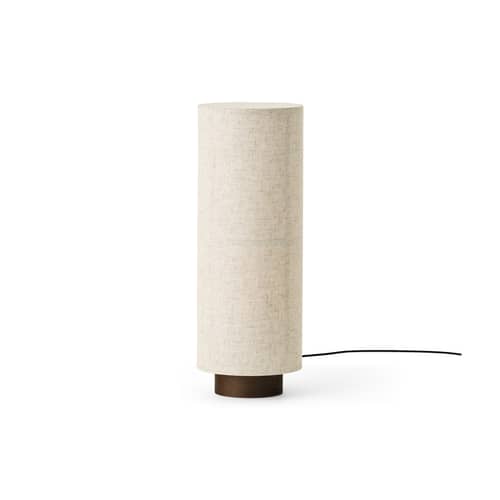 Hashira Table lamp textile beige / Ø 18 x H 49.5 cm - Linen - Audo Copenhagen - Raw beige / Dark oak - Linen, Steel, Tinted oak