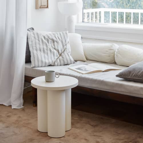 Tabouret Oly bois beige - NOO.MA - Beige désertique - Acier, Placage de frêne