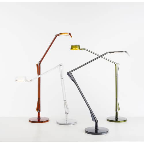 Tischleuchte Aledin TEC LED plastikmaterial grau / LED - flacher Diffusor - Kartell - Rauchglas-Optik - eloxiertes Aluminium, Polykarbonat