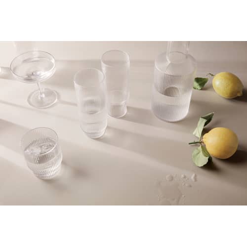 Set de 4 verres long drink Ripple / Ø 6 x H 14 cm (30 cl) - Ferm Living - Transparent - Verre soufflé bouche