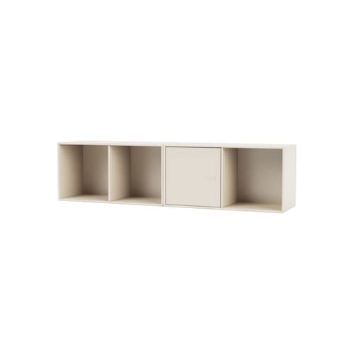 Wandablage Line holz weiß / B 139.2 x T 30 cm H 35.4 cm - MONTANA - Oat 158 - lackierte Holzfaserplatte