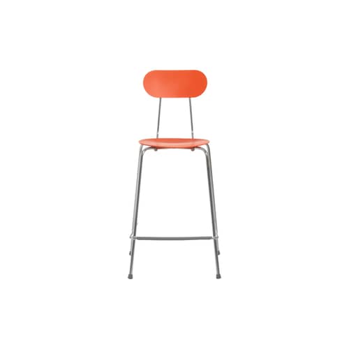 Chaise de bar Mariolina orange / H 66 cm - Magis - Orange / Piètement chromé - Acier, Polypropylène