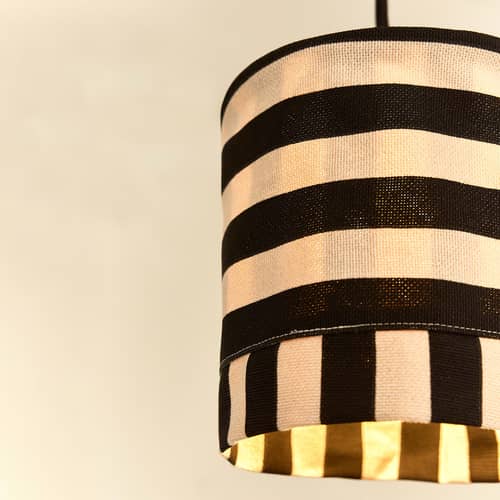 Abat-jour Linda tissu noir / Ø 20 x H 21 cm - NOBODINOZ - Noir - Sable - Coton biologique, Fer