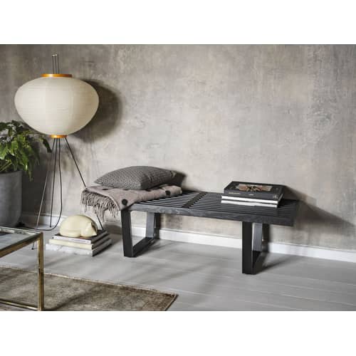 Banc Nelson Bench / L 122 cm - By George Nelson, 1946 - Vitra - Noir - Frêne massif laqué