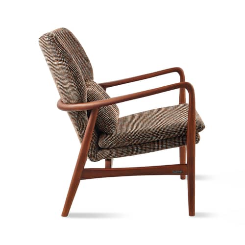 Fauteuil rembourré Peggy tissu marron - POLSPOTTEN - Marron foncé - Frêne, Mousse, Tissu