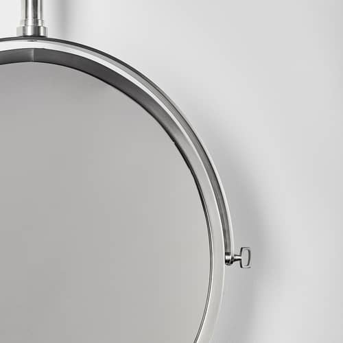 Miroir mural MbE verre miroir métal / Orientable - Ø 44 cm - DCW éditions - Nickel brossé - Nickel brossé, Verre