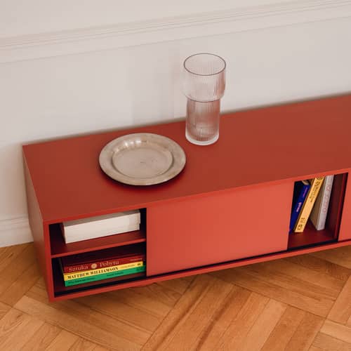Mobile TV Taro legno arancione / L 160 x P 42 x H 48 cm - NOO.MA - Rosa Terracotta - Acciaio, Melamina