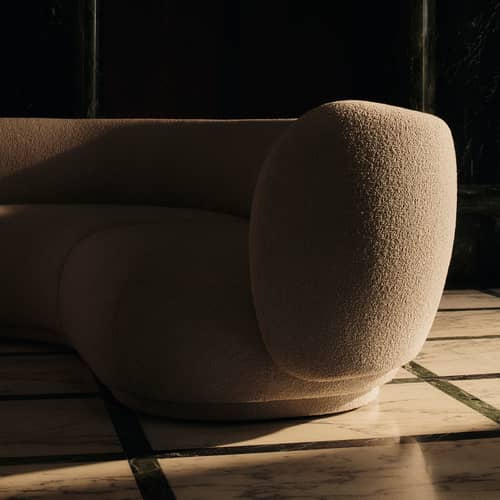 Rico Modular sofa  textile beige / Unit right - UK version - Ferm Living - Right - Foam, Terrycloth, Wood
