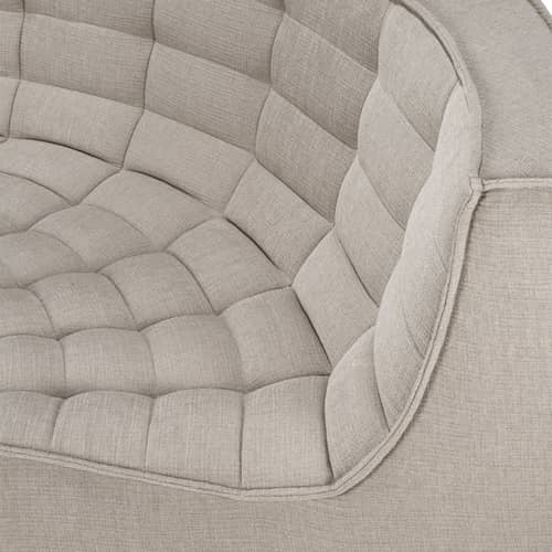 Divano d\'angolo N701 tessuto beige / Modulo ad angolo arrotondato a 90° - L 120 cm / Cotone riciclato - Ethnicraft - Ecru Eco (Cotone riciclato) - Cotone riciclato, Legno, Schiuma PU ad alta densità