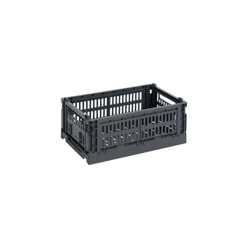 Panier Colour Crate plastique gris Small / 17 x 26,5 cm - Recyclé - Hay - Charbon - Polypropylène recyclé
