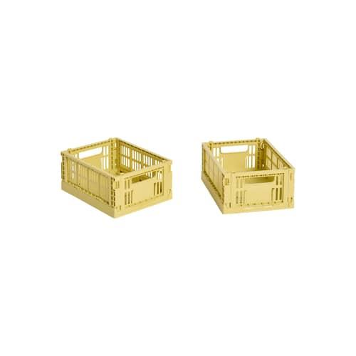 Lot de 2 paniers Colour Crate MINI plastique jaune / 17 x 13 cm - Recyclé - Hay - Jaune Dusty - Polypropylène recyclé