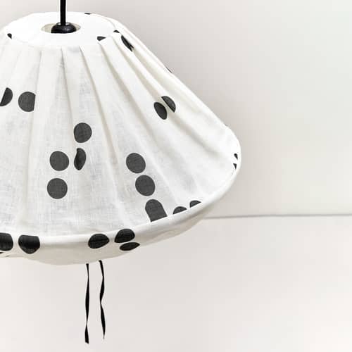 Paralume Yumi tessuto nero / Ø 50 x H 30 cm - Lino - NOBODINOZ - Nero / A pois - Ferro, Lino