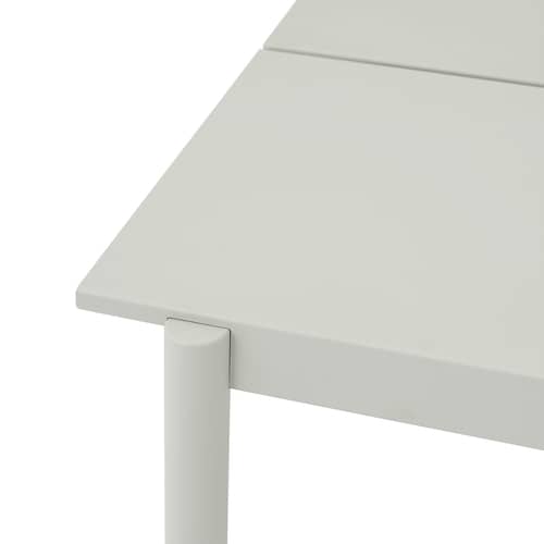 Linear Rectangular table metal grey / Steel - 220 x 90 cm - Muuto - Light grey - Powder-coated steel