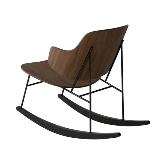 The Penguin (1953) Rocking chair natural wood - Audo Copenhagen - Walnut / Black - Steel, Walnut veneer