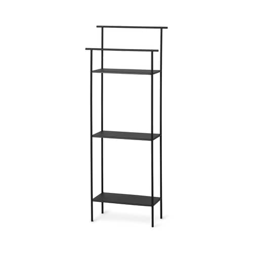 Scaffale Dora metallo nero / L 30 x Prof. 13 x H 79 cm - Porta-asciugamani integrato - Ferm Living - Nero - Metallo termolaccato