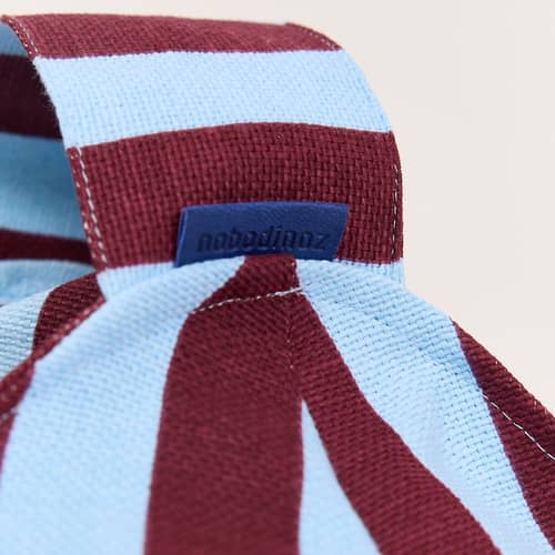 Sitzkissen für Kinder Vibes textil blau / Ø 70 cm - NOBODINOZ - Bordeauxrot & Blau / Gestreift - Expandiertes Polystyrol, Organische Baumwolle