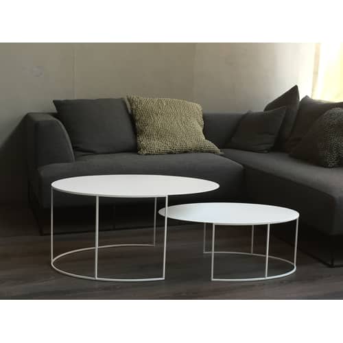 Table basse Slim Irony ovale métal blanc / 70 x 42 H 29 cm - Zeus - Blanc - Acier