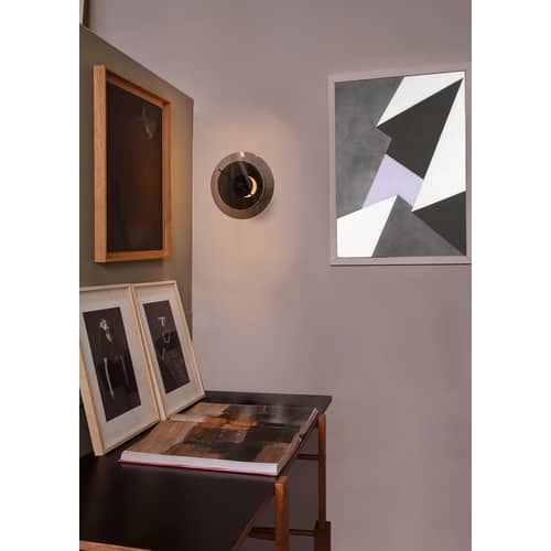 Wandleuchte Delumina LED glas grau schwarz / Glas - Ø 25 cm / Intensität & Farbe einstellbar - DCW éditions - Rauchfarben transparent / Undurchsichtig schwarz - Glas, Stahl