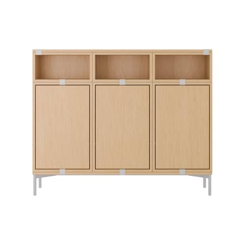 Armlehne  holz natur / Sockel auf Füßen B 131 x T 35 x H 17 cm - Für Module Stacked Medium oder Large - Muuto - Eiche - Eichenspanplatte, lackiert, Stahl