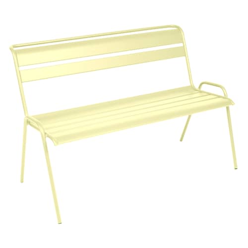 Banc avec dossier Monceau métal jaune / 2 à 3 places - L 116 cm - Fermob - Citron givré - Acier peint