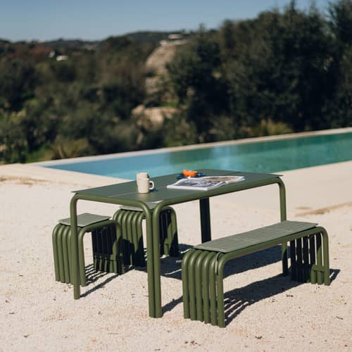 Banc Nokk métal vert / L 114 cm - NOO.MA - Vert forêt - Acier