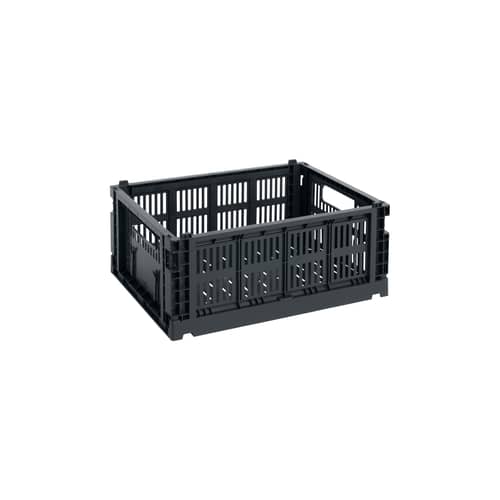 Colour Crate Basket plastic material grey Medium / 26.5 x 34.5 cm - Recycled - Hay - Coal - Recycled polypropylene