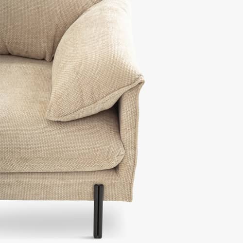 Sofa 2 Sitzer Camilla textil beige / L 167,5 cm - NV GALLERY - Antik-Beige - Eisen, Gewebe, High Density-Schaum