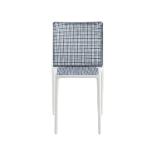 Chaise empilable Belvedere Tech / OUTDOOR - Tressage technopolymère - Kartell - Blanc / Tressage bleu - Technopolymère, Technopolymère thermoplastique recyclé