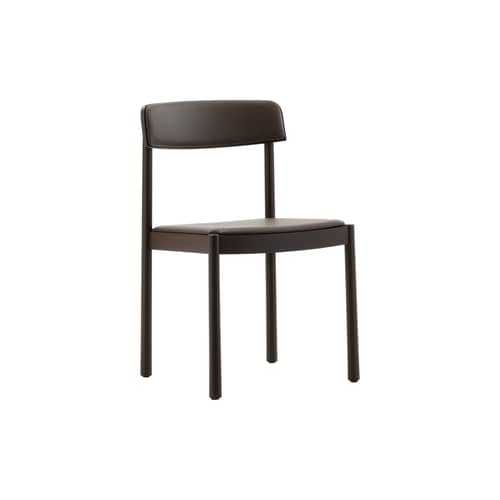 Chaise rembourrée Timb cuir marron - Normann Copenhagen - Cuir chocolat / Frêne marron - Contreplaqué de frêne, Cuir, Frêne massif, Mousse