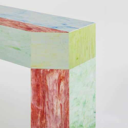 Console: Remis 02 vetro multicolore / Con cassetto - L 120 x P 44 x H 85 cm - Fatto a mano in Italia - Glas Italia - Multicolore - Legno rivestito in vetro