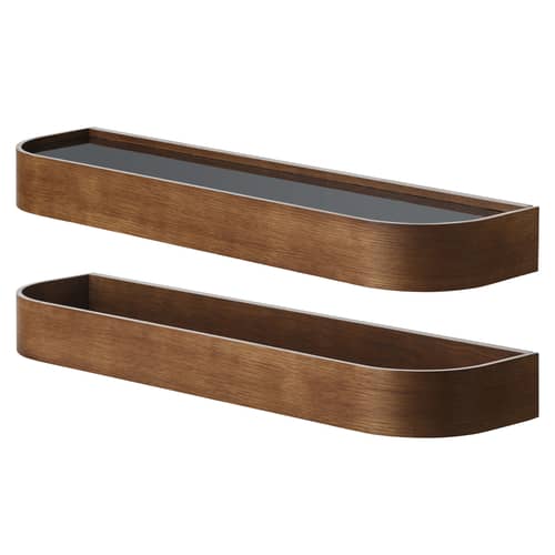 Étagère Epoch bois naturel / L 79 cm - Réversible - Audo Copenhagen - Chêne foncé / Noir - Contreplaqué, Placage chêne teinté