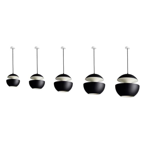 Here Comes The Sun Pendant metal black Ø 25 cm - 1970 reissue - DCW éditions - Black / White inside - Aluminium, Textile