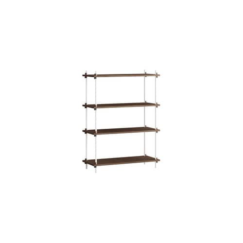 Regal Shelving System - s.115.1.A holz braun / B 85 x H 115 x T 35 cm - MOEBE - Eiche geräuchert / Weiß - MDF Eichenfurnier, Stahl
