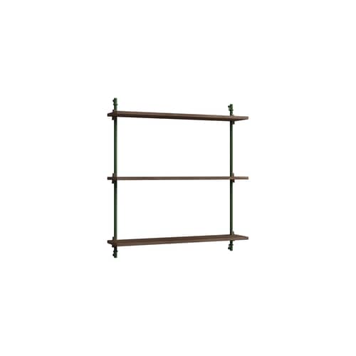 Regal Wall Shelving – ws.85.1 holz braun / B 85 x H 85 cm x Prof. 17,5 cm - MOEBE - Räuchereiche / Grün - MDF Eichenfurnier, Stahl