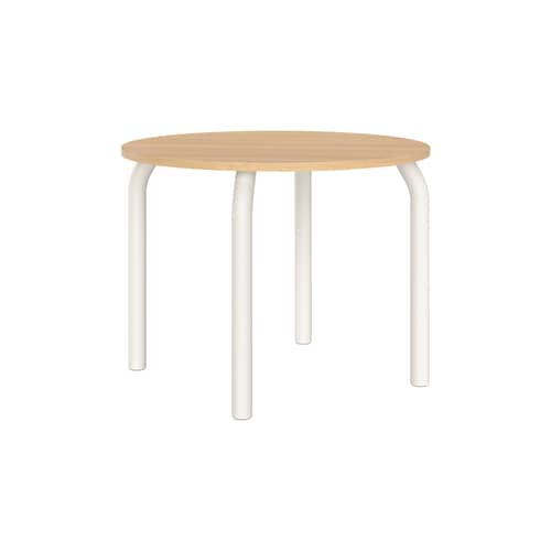 Meko Round table natural wood / Ø 100 cm - 2 to 4 people - NOO.MA - Natural oak & desert beige - Oak veneer, Steel