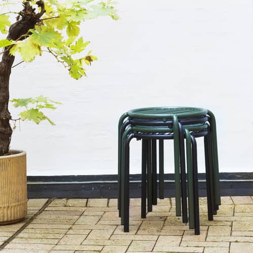 Vig Stackable stool metal green - Normann Copenhagen - Dark green - Powder coated steel