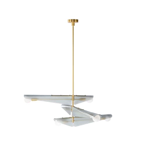 Suspension Sycamore verre gris / 3 niveaux - L 140 cm - TALA - Gris fumé / Laiton - Laiton brossé, Verre