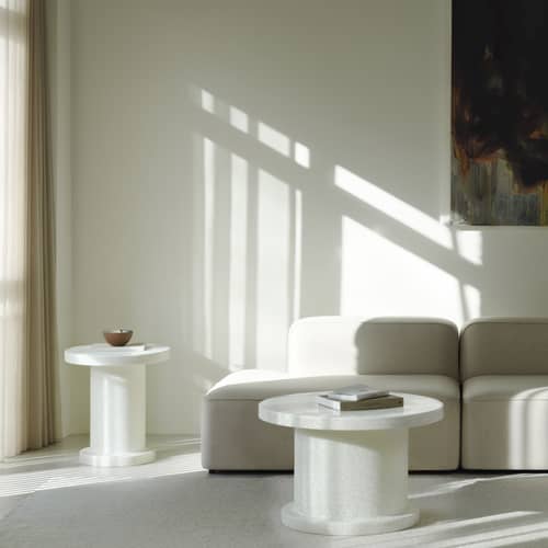 Table basse Bit plastique blanc / Ø 50 x H 55 cm - Recyclé - Normann Copenhagen - Blanc - Polyéthylène recyclé