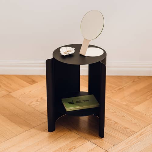 Table d\'appoint Wa métal noir / Ø 32 x H 50 cm - NOO.MA - Noir volcan - Acier thermolaqué