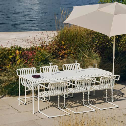 Table rectangulaire Palissade métal blanc / 220 x 90 cm - Hay - Blanc crème - Acier thermolaqué