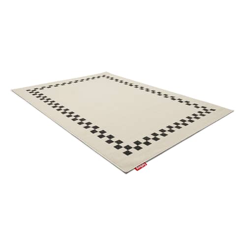 Tapis d\'extérieur Carpretty Petit / 230 x 160 cm - Fatboy - Check Border / Crème & anthracite - Polypropylène tissé